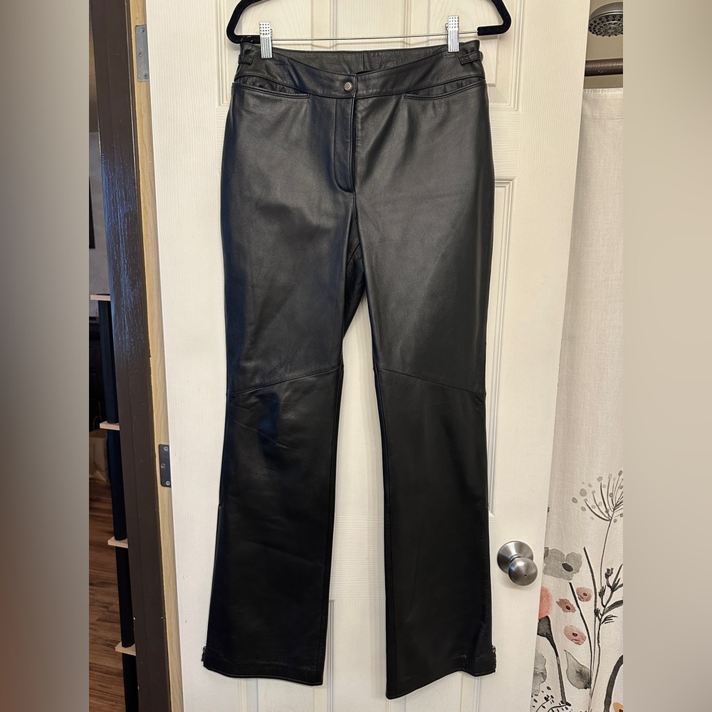Harley-Davidson Women’s Genuine Leather Riding Pants with Zipper Hems - Size 8